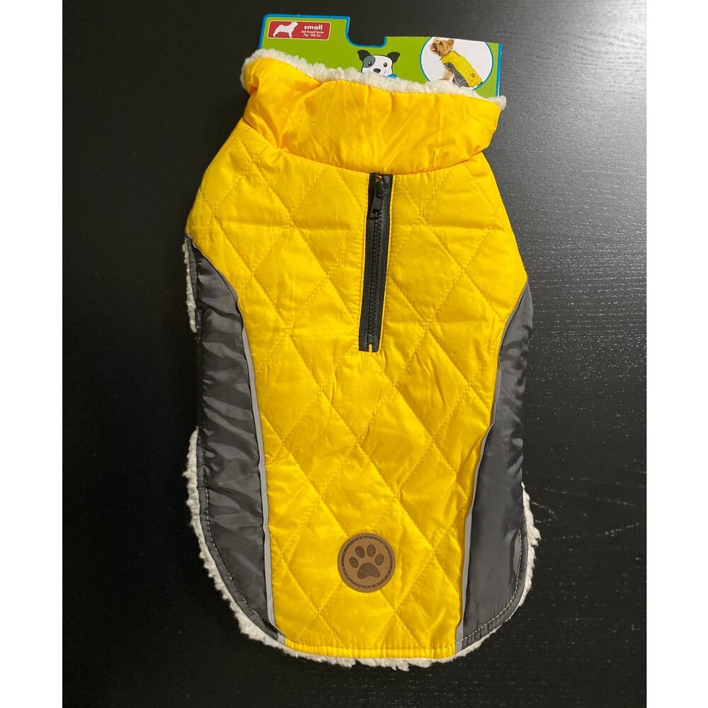 Fetchwear Yellow Pet Quilted Sherpa Lined Jacket Coat NEW Medium